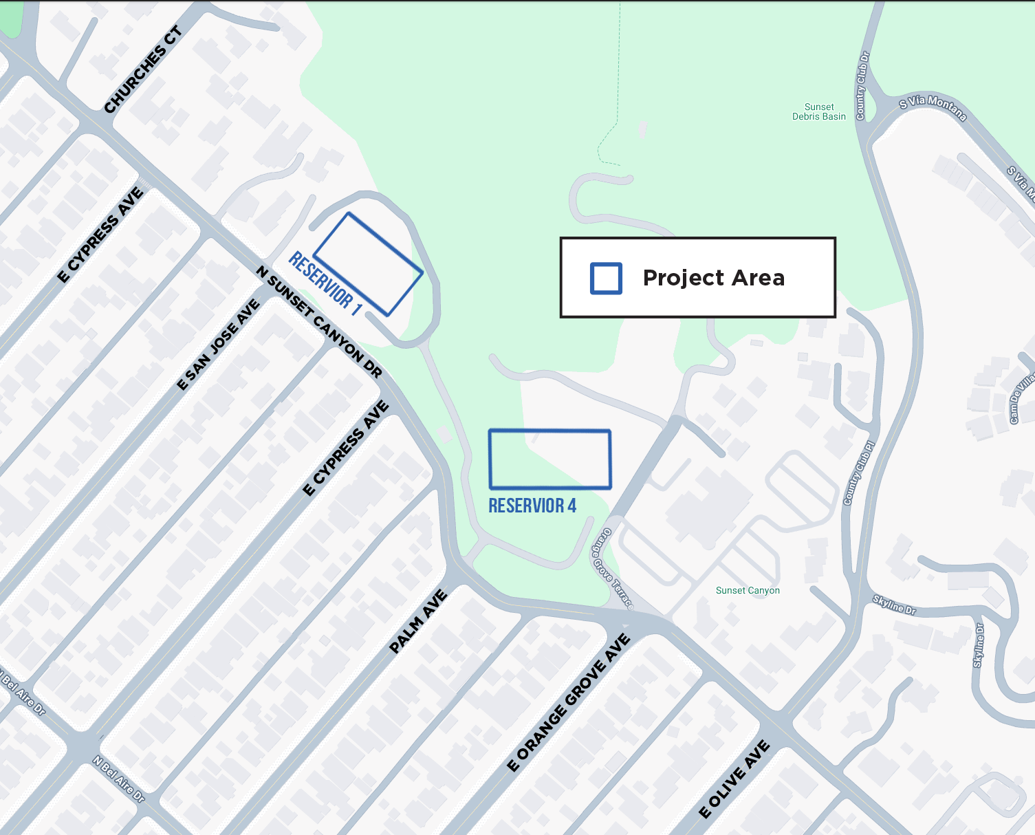Map 2 of 2 of Chloramine Boosting System at Reservoirs 1, 4 & 5&nbsp;