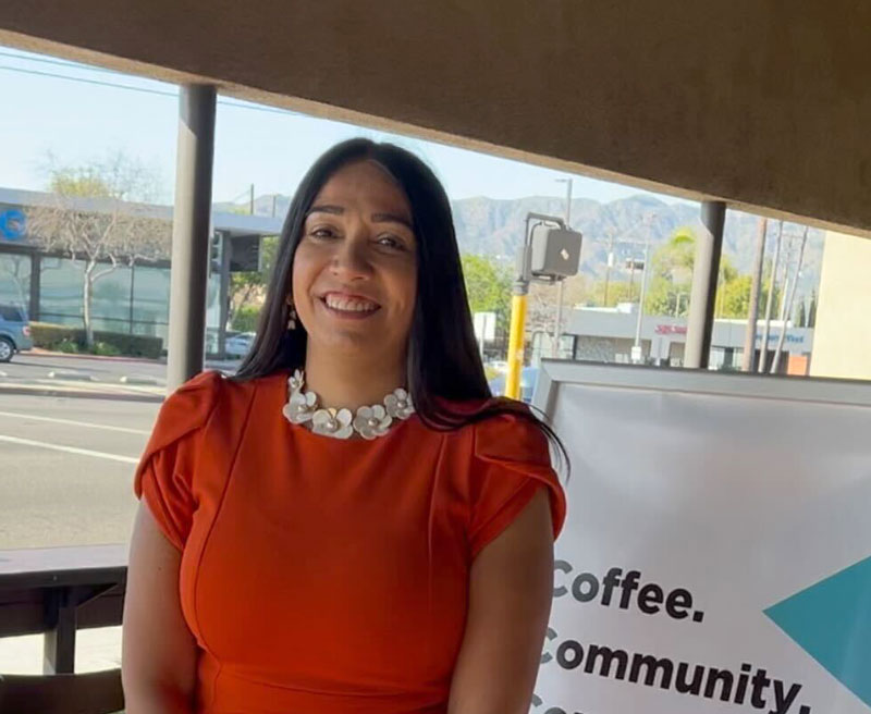 Mandip meeting people at Starbucks