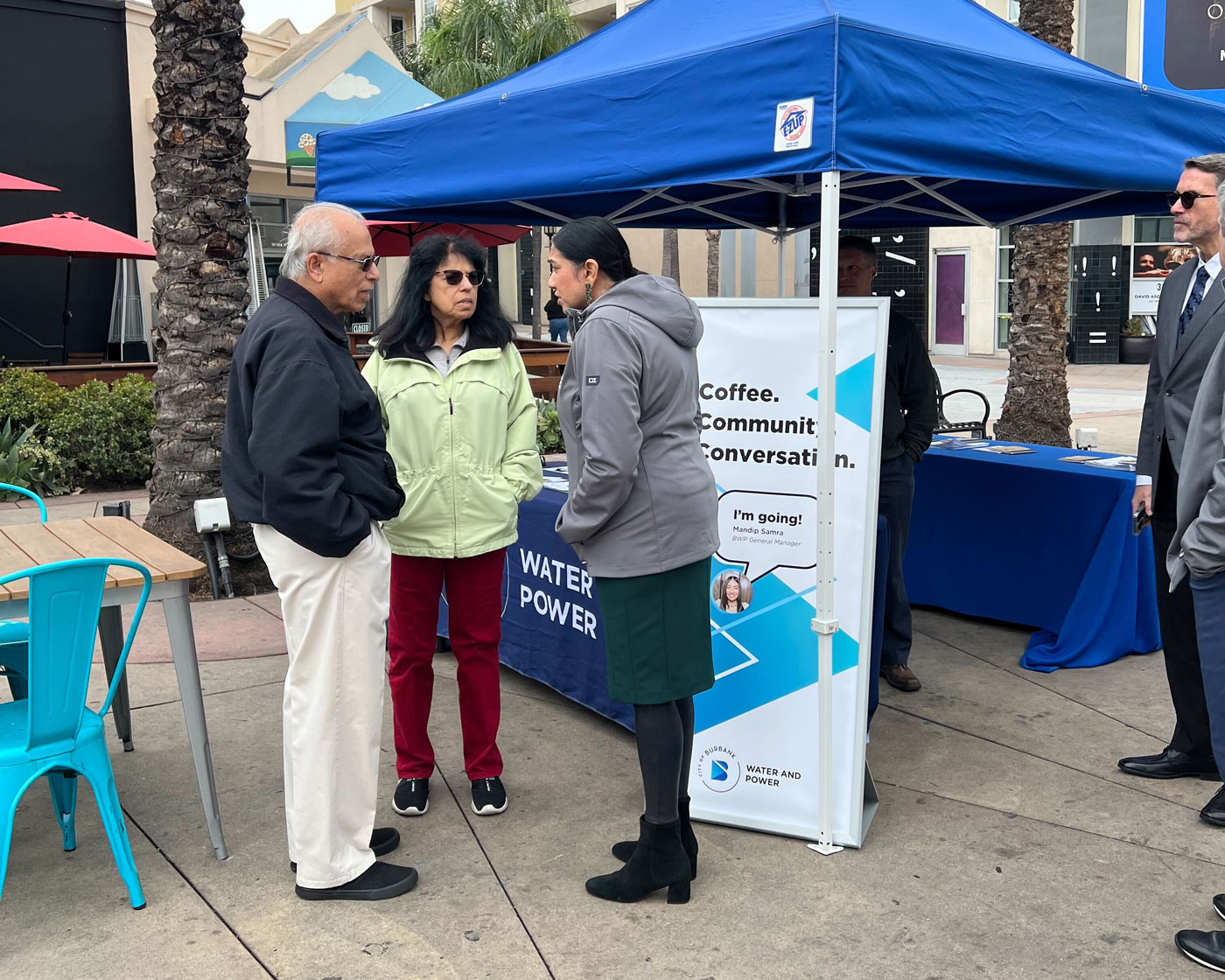 Mandip meeting with people in Downtown Burbank