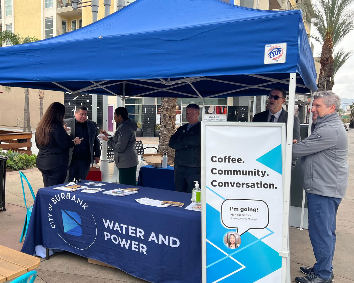 Mandip meeting with people in Downtown Burbank