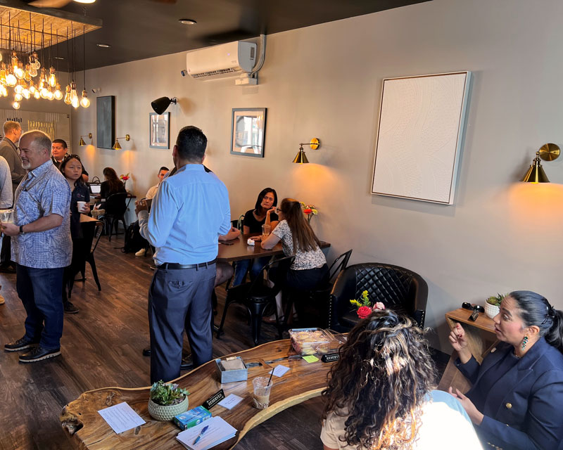 Mandip Samara at Three sisters coffee.