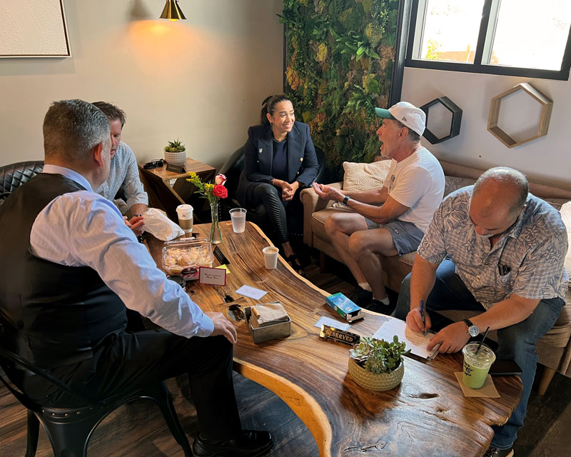 Mandip Samara at Three sisters coffee.