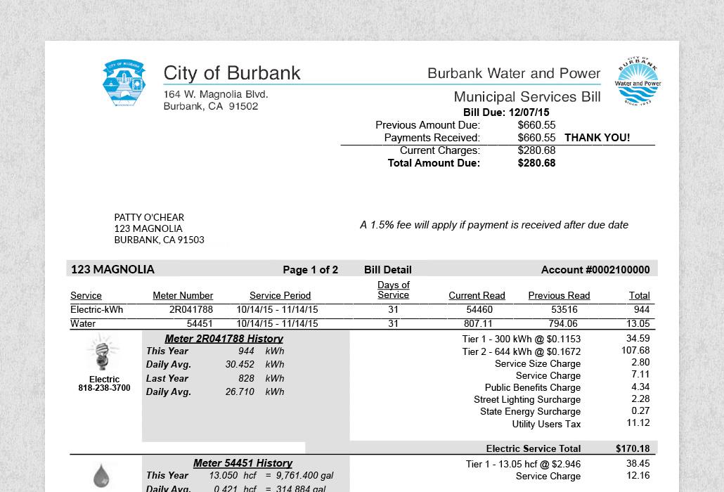 burbank water and power bill pay